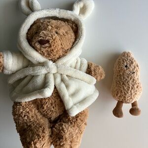 Jellycat Cream and Brown Stuffed Animal Teddy Bear and peanut 🥜